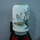 景德镇陶瓷名人名作名家省高于庆华作品手绘粉彩山水艺术花瓶摆件